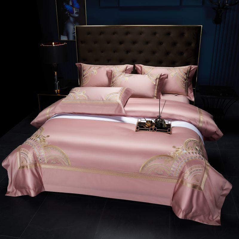 Elegant Mia Art Deco Egyptian Cotton Bedding Set with Exquisite Embroidered Borders