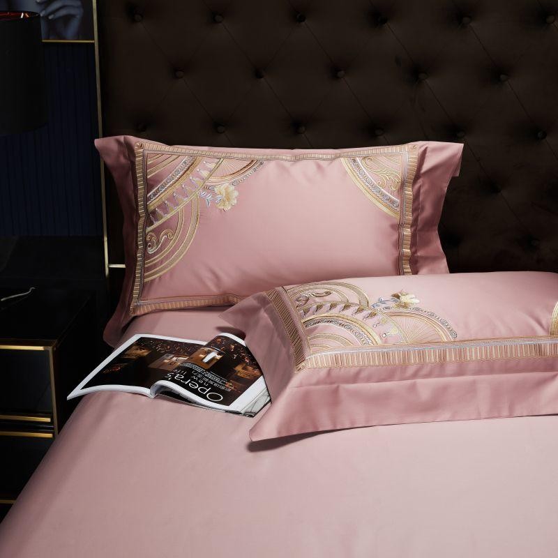 Elegant Mia Art Deco Egyptian Cotton Bedding Set with Exquisite Embroidered Borders