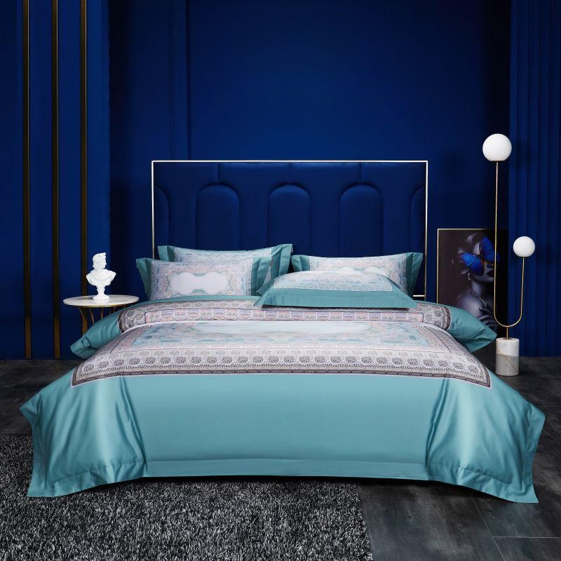 Aurelie Ocean Dreams: Luxurious Silky Egyptian Cotton Bedding Set with Stunning Prints