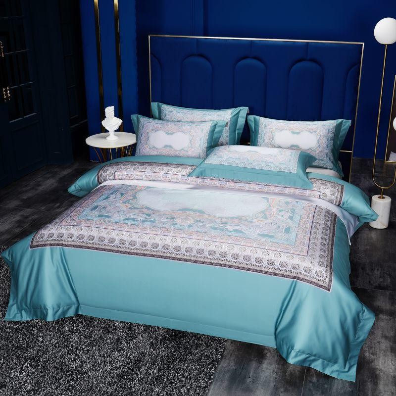 Aurelie Ocean Dreams: Luxurious Silky Egyptian Cotton Bedding Set with Stunning Prints