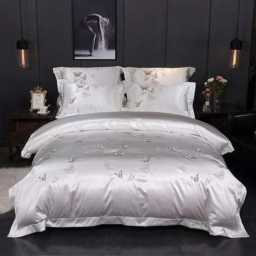 Platinum Falls Off White Duvet Cover Set (Egyptian Cotton)