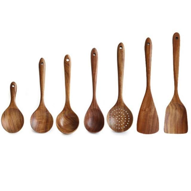 Eco-Friendly Teak Wood Cooking Utensil Set